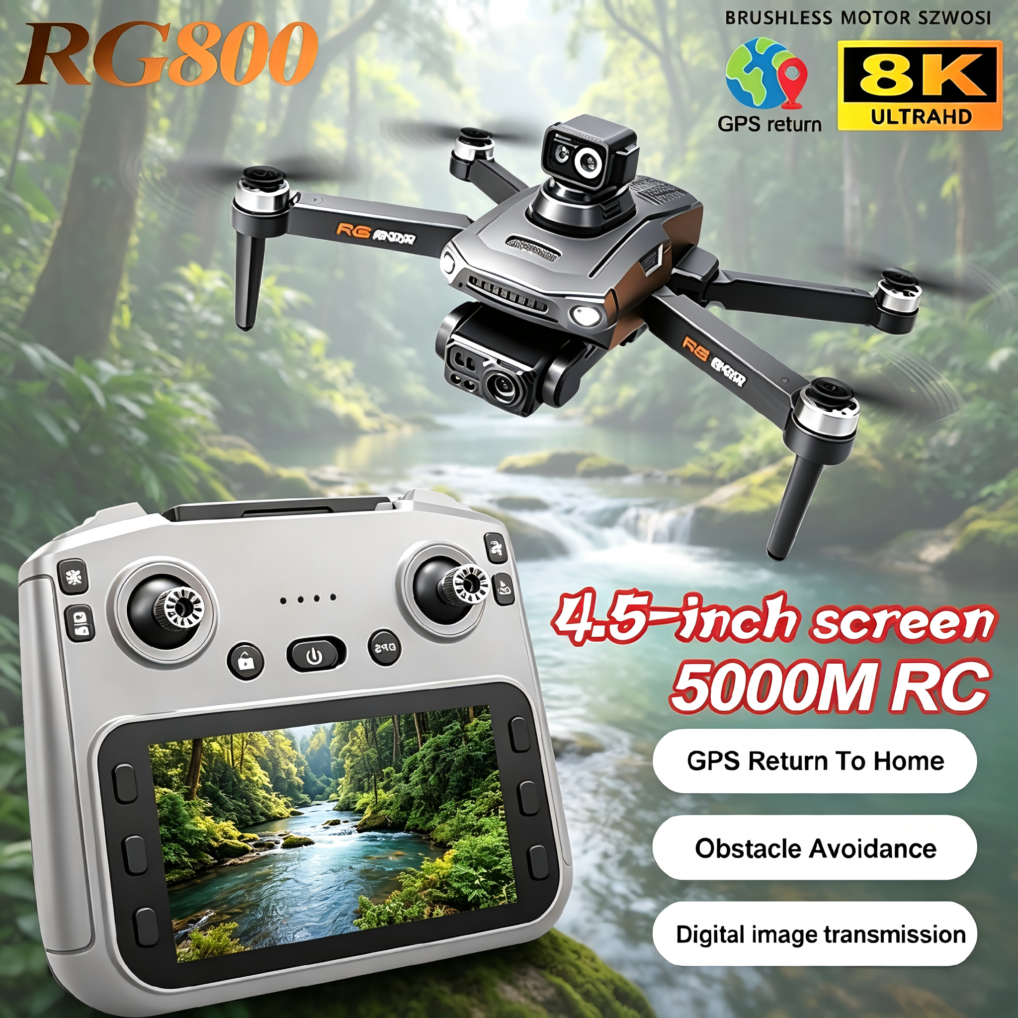 Drone Kit With Camera - RG800 MAX GPS Drone Professional 8K