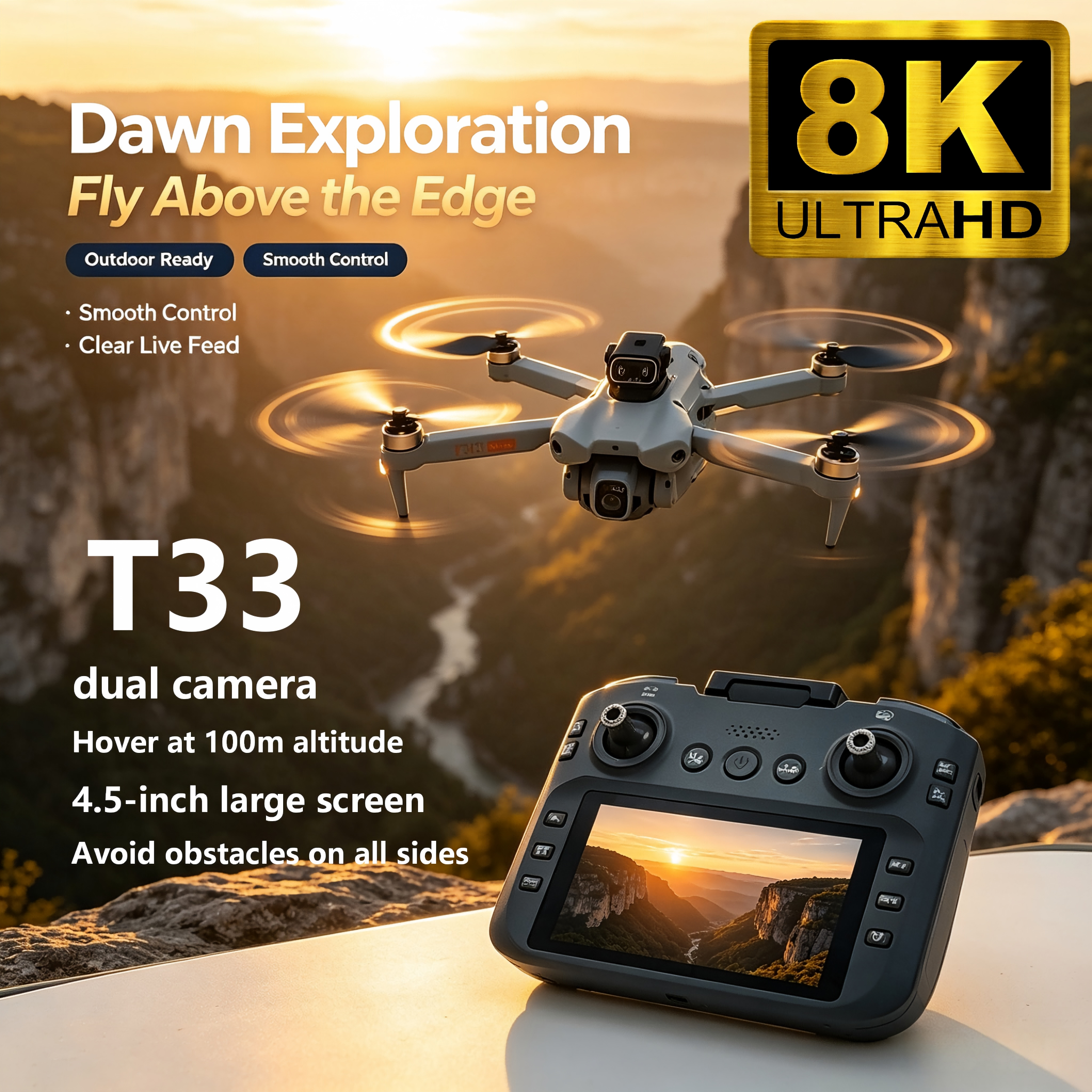 Upgrade T33 Drone Aerial 8K HD - đánh giá và giá Drone Kit With Camera